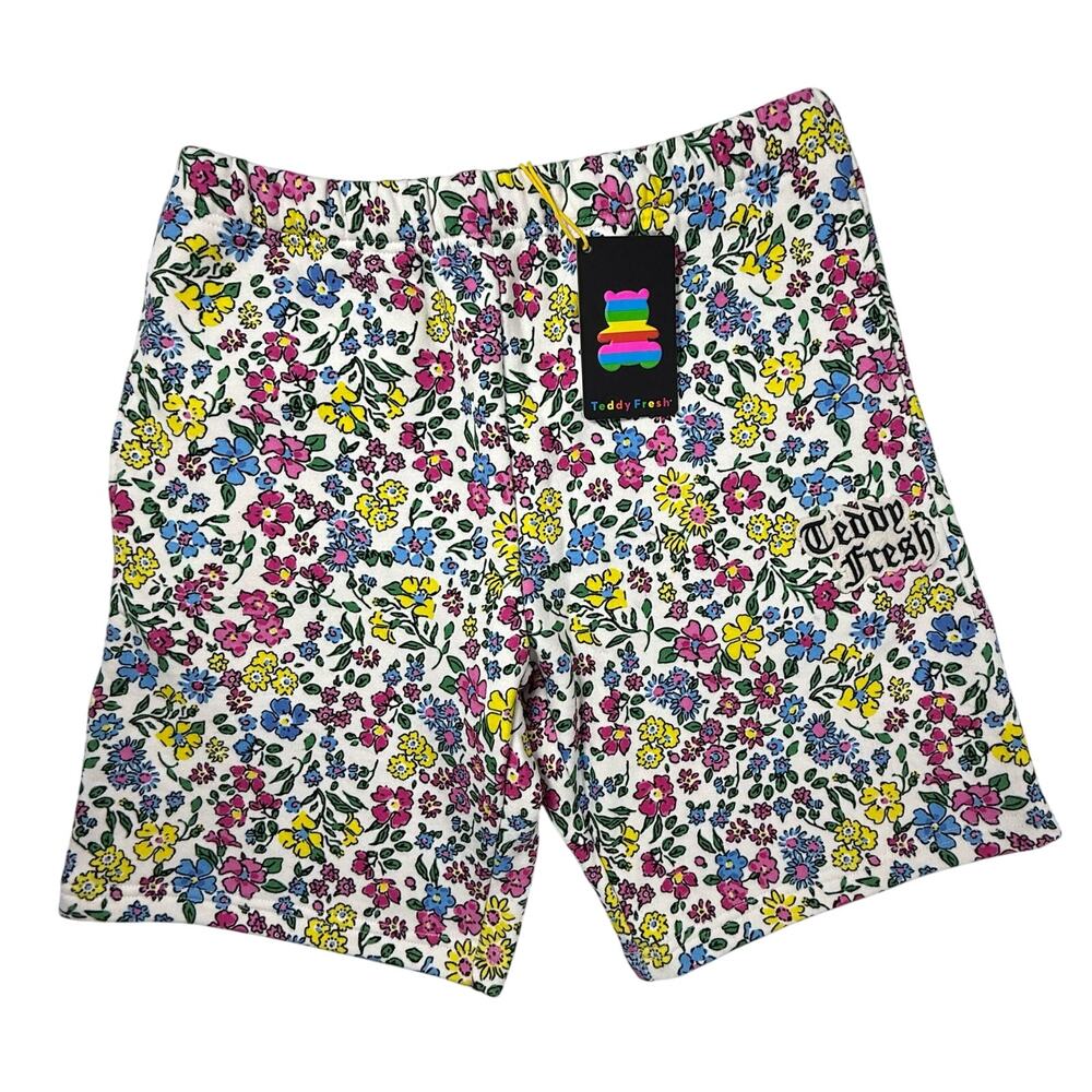 NEW TEDDY FRESH Unisex Sz Small Grandma's Flower Print Fleece Lined Shorts